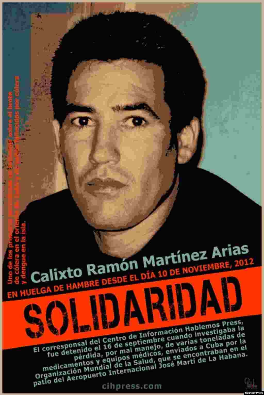 Cartel por la libertad de Calixto Ramón Martínez, por Rolando Pulido